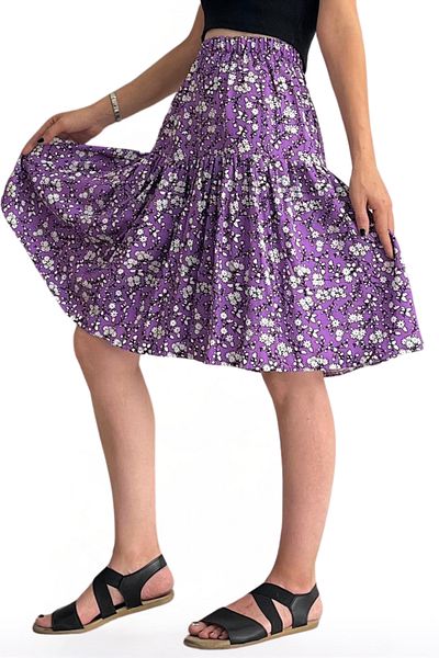BNZ TEKSTİL Viscose Fabric Midi Length Flower Patterned Women's Shorts Skirt