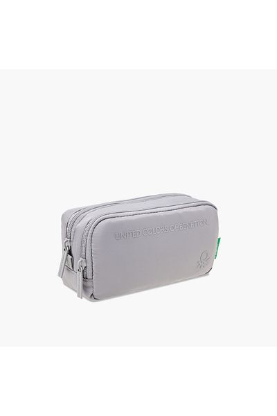 United Colors of Benetton UCB Solid 2-Compartment Pencil Pouch with Zip Closure