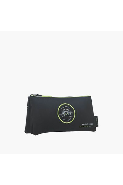 Mayfair Gamer Print 3-Compartment Pencil Pouch with Zip Closure
