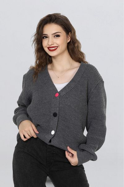 EZGİ KILINÇ Women's Colorful Button Detailed Knitted Cardigan