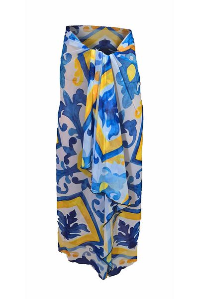 Bolder Curve Mesh Blue/Yellow Mediterranean Soft Mint Pareo