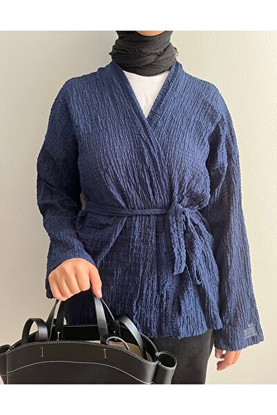 FASİON Indigo Kimono with Waist Tie