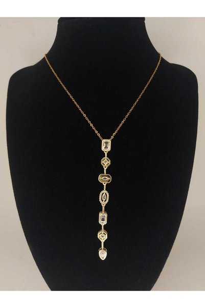 Romea Y Model Silver Color Zircon Stone Stainless Steel Low-Cut Necklace