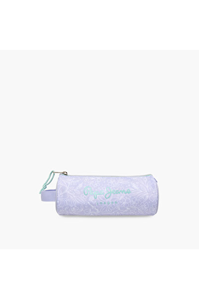 Pepe Jeans Floral Print Pencil Pouch with Zip Closure