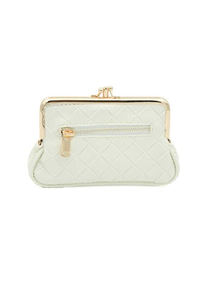 Armine Beyaz Kapitone Örgü Desen Klipsli Vintage Cüzdan C29