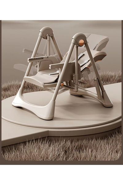 Little Mom Scaun de masa pentru copii Little Mom Brown multifunctional 3 in 1, design ergonomic, pliabil, struc