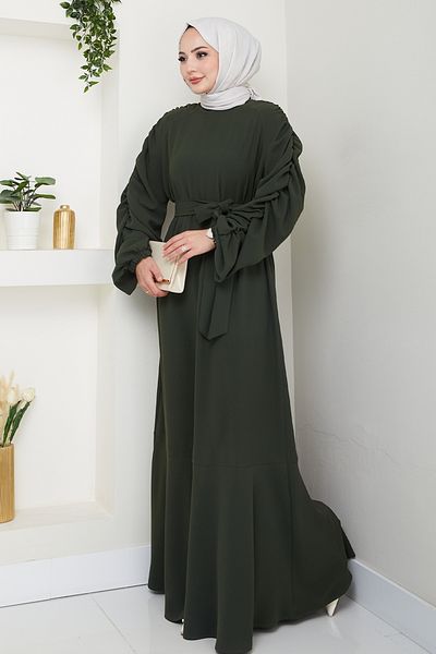 InStyle Φόρεμα από Krep με Ελαστικότητα Χακί