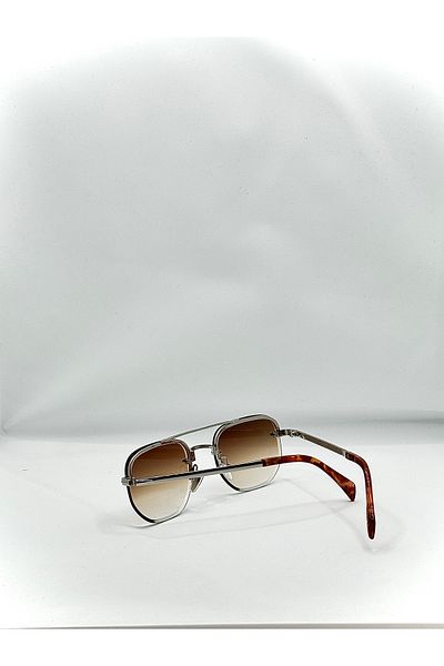 La sauvagine Heritage Series – Silver Half Frame Brown Gradient Glass Sunglasses
