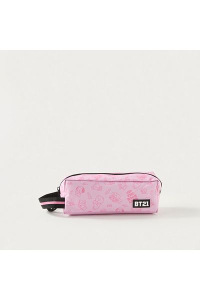 BT21 Printed Pencil Pouch with Zip Closure and Side Handle