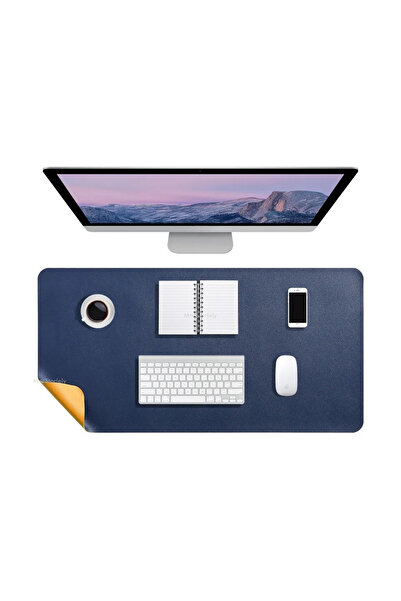 Mcstorey بساط ماوس جلدي لسطح المكتب غير قابل للانزلاق ومتين مقاس 2 مم 90 × 45 سم أزرق داكن