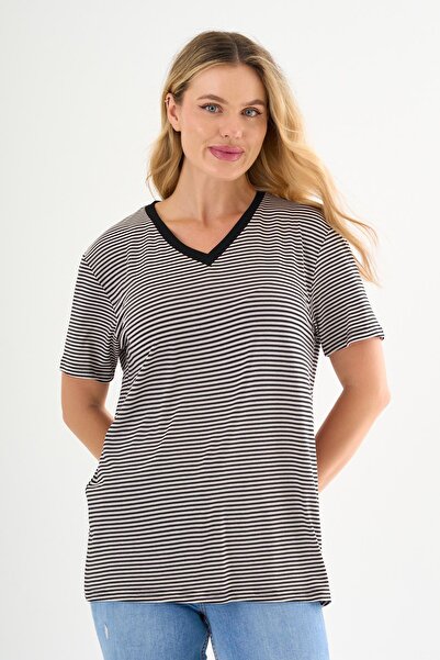 ALEXANDERGARDI Μπλουζάκι με ρίγες V λαιμόκοψη