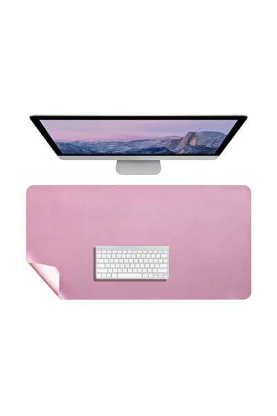 Mcstorey بساط مكتب جلدي من MousePad غير قابل للانزلاق ومتين مقاس 2 مم 90 × 45 سم وردي