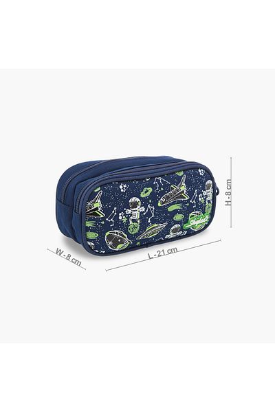Skylar Glow in the Dark Space Print Pencil Pouch with Zip Closure
