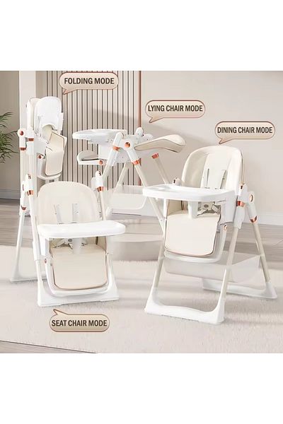 Little Mom Scaun de masa pentru copii, Little Mom, multifunctional 3 in 1, pliabil, cu Tavita dubla extensibila
