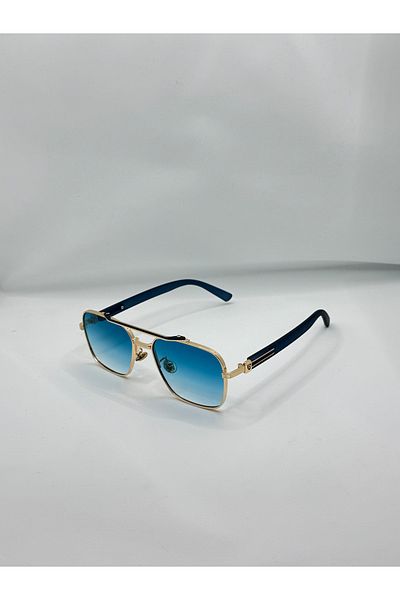La sauvagine Gold Frame Blue Gradient Glass Men's Sunglasses