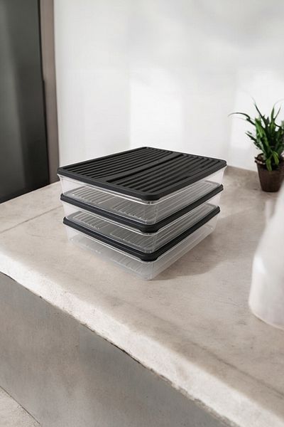 UCR HOME Refrigerator Organizer Storage Container Set Air Tight Suitable for Freezer 3 Pieces 2.5 L