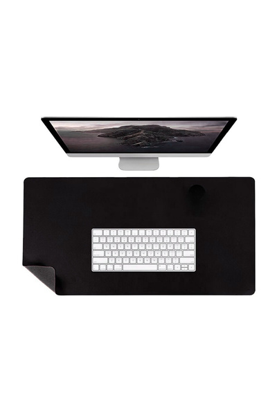 Mcstorey بساط مكتب جلدي من MousePad غير قابل للانزلاق ومتين مقاس 2 مم 90 × 45 سم أسود