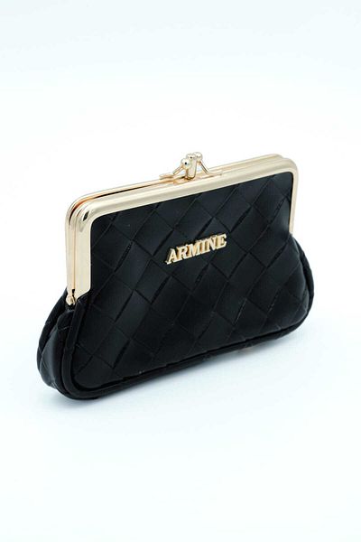 Armine Black Quilted Knitted Pattern Clip Vintage Wallet C29