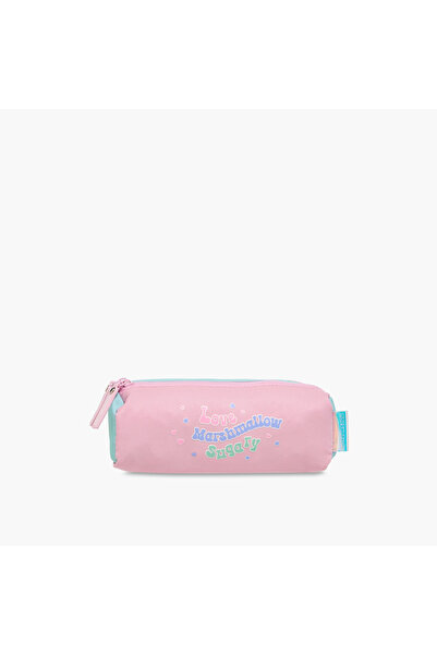 Marshmallow Logo Applique 2-Compartment Pencil Pouch with Zip Closure
