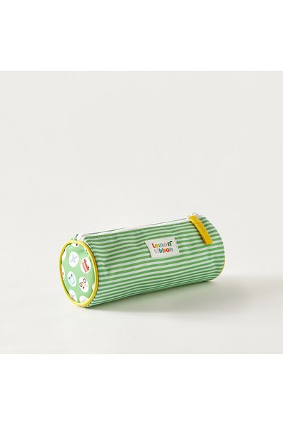 LEMON RİBBON Lemon Ribbon Striped Pencil Case with Zip Closure - 1-Year Warranty