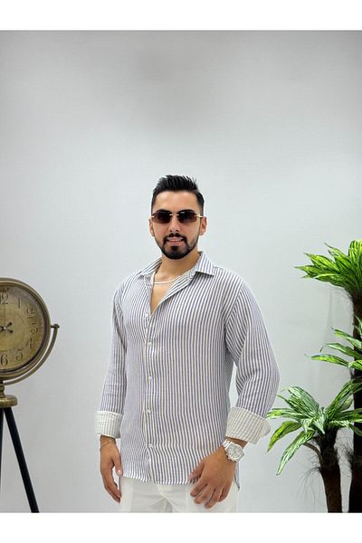 JACK CAPRİO Cămașă din bumbac, din in, respirabilă, fără transpirație, SEZON NOU BĂRBAȚI