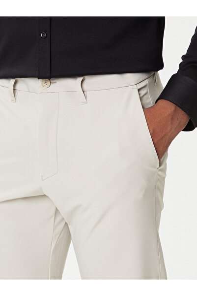 BOSS Erkek Slim Fit Çabuk Kuruyan Su Tutmayan Dar Paça Ekru Pantolon 50534303-271