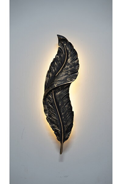 APLİKERA Siyah Yaldızlı Dekoratif Tüy Aplik Led'li Duvar Aydınlatması