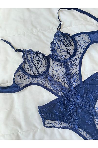 Feruzdesign Peony Navy Blue Bodysuit