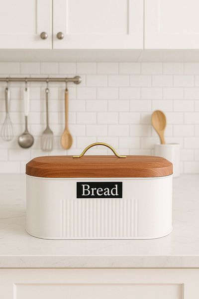 Arma House Modern White Metal Bread & Bread Basket, Metal Bread Basket 34*19*16 cm