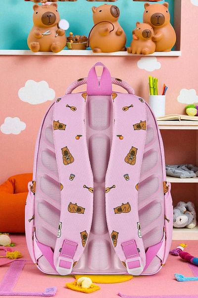 Shopiolog Primary School Orthopedic Waterproof 3 Compartment Primary School Boy's Backpack with Water Bottle