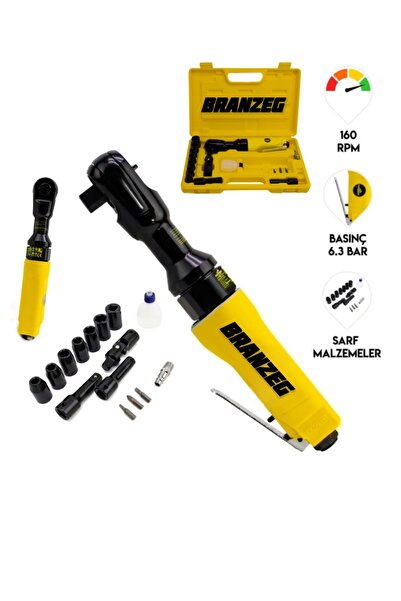 BRANZEG Havalı Cırcır Kolu Lokma Somun Sıkma Sökme 690rpm 6-8 Bar