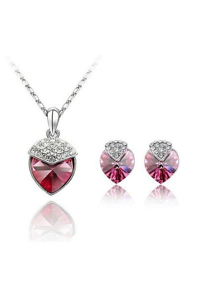 Kelan Elegant jewelry set – heart with bracelet and Crystal Red Passion crystals