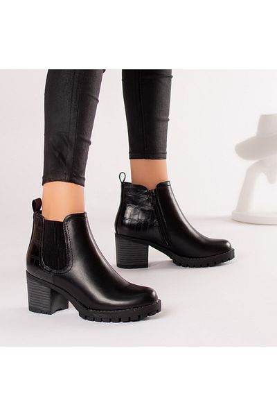 MODA STİL Women's black leather boots with rina inserts, 38