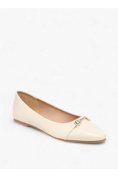 Flora Bella by Shoexpress Women Textured Slip-On Ballerina Shoes with Metal Accent
