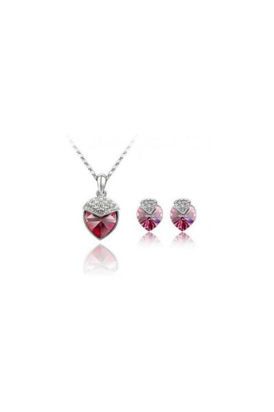 Kelan Elegant jewelry set – heart with bracelet and Crystal Red Passion crystals
