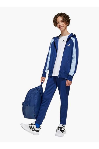 adidas Logo Print School Backpack with Adjustable Straps and Zip Closure