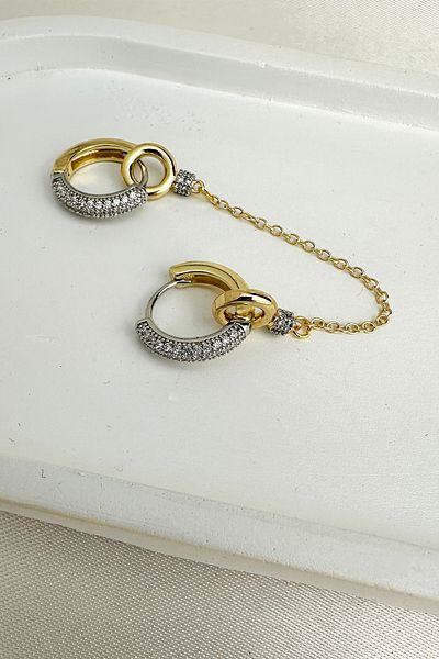 Modex Gold Silver Color Zircon Stone Chain Hoop Cartilage Earrings