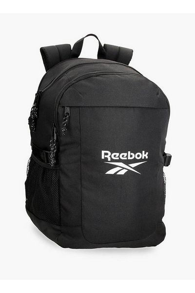 Reebok حقيبة ظهر مدرسية بطباعة شعار مع أحزمة قابلة للتعديل وسحاب للإغلاق - 38 × 19 × 43 سم