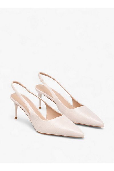 Flora Bella by Shoexpress Women Textured Slingback Shoes with Stiletto Heels