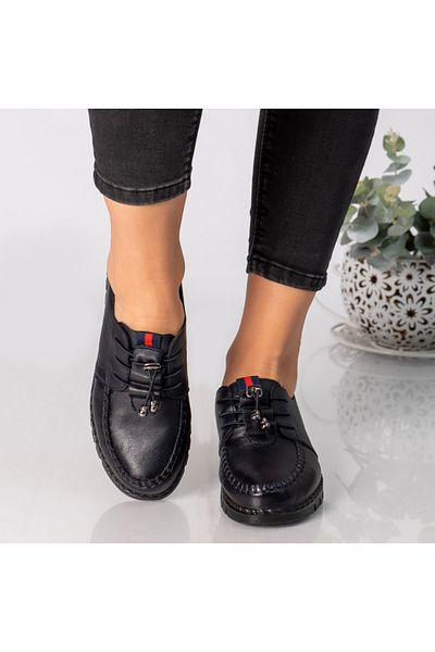 MODA STİL Pantofi dama albastru piele ecologica ajuana, 36