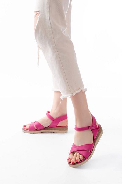 No8 Home 692-564 Fuchsia Orthopedic Sole Cross Buckle Women's Sandals
