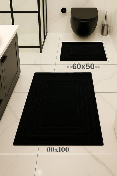 ALBBEK 100% bumbac țesut, absorbant de apă, set covoraș de baie, covor de baie Vera Set de 2 toalete 60x100-60x50