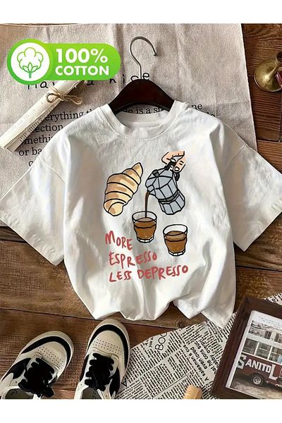 vikitekno Oversize Espresso Printed Design Women's T-Shirt