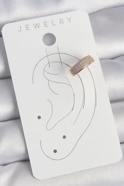 HobiDünyasıElif Brass Gold Color Zircon Stone Women's Cartilage Earrings - Lisinya