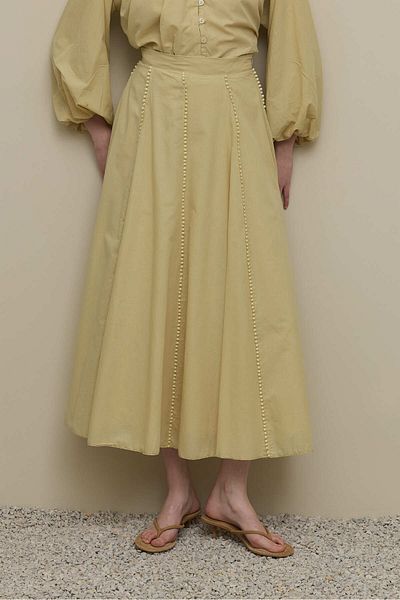 Fahhar Stripe Detailed Godeli Skirt Light Yellow