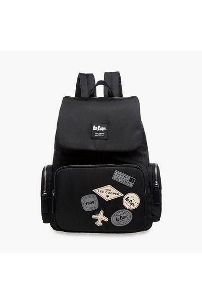 Lee Cooper Logo Applique Backpack with Adjustable Straps and Zip Closure - 13x30x40 cm
