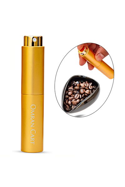 Omran Cart Gold Coffee Bean Spray Bottle Refillable Moisturizer for Espresso Grinding, Barista Tool