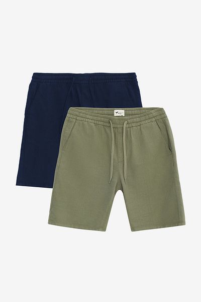 AC&Co / Altınyıldız Classics Ανδρικό Navy Blue-Khaki 2 Pack 100% βαμβακερό σορτς με πλαϊνές τσέπες με δεμένη μέση