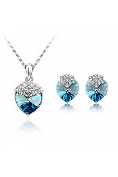 Kelan Set elegant de bijuterii – inimă cu brățară și cristale Crystal Blue