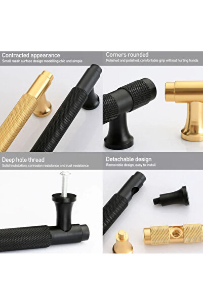 LUXXO Mâner de mobilă negru mat Nerom 120 mm (12 cm), aluminiu, include șuruburi pentru montare